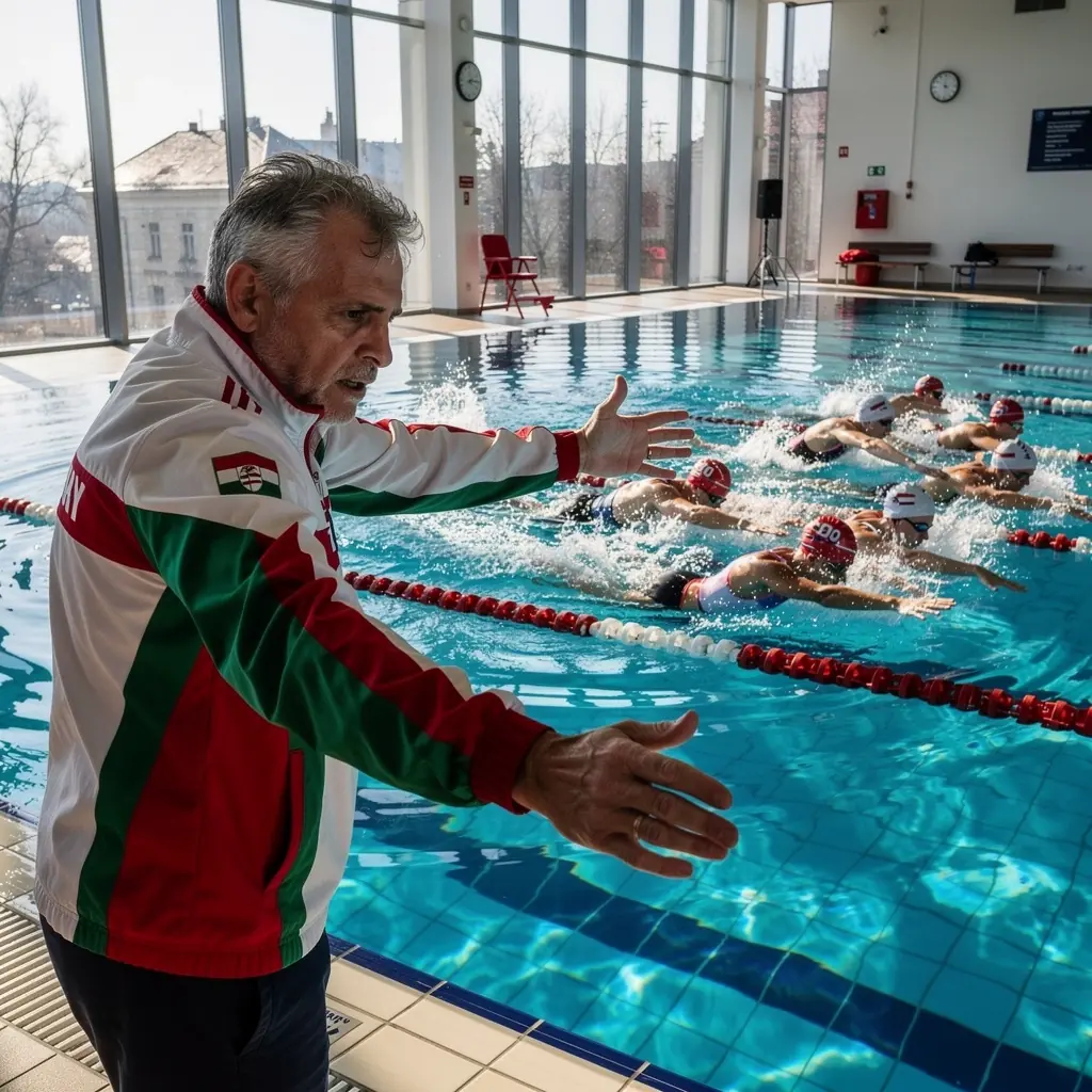 Úszóedzés közben egy fiatal úszó, aki a technikáját gyakorolja.